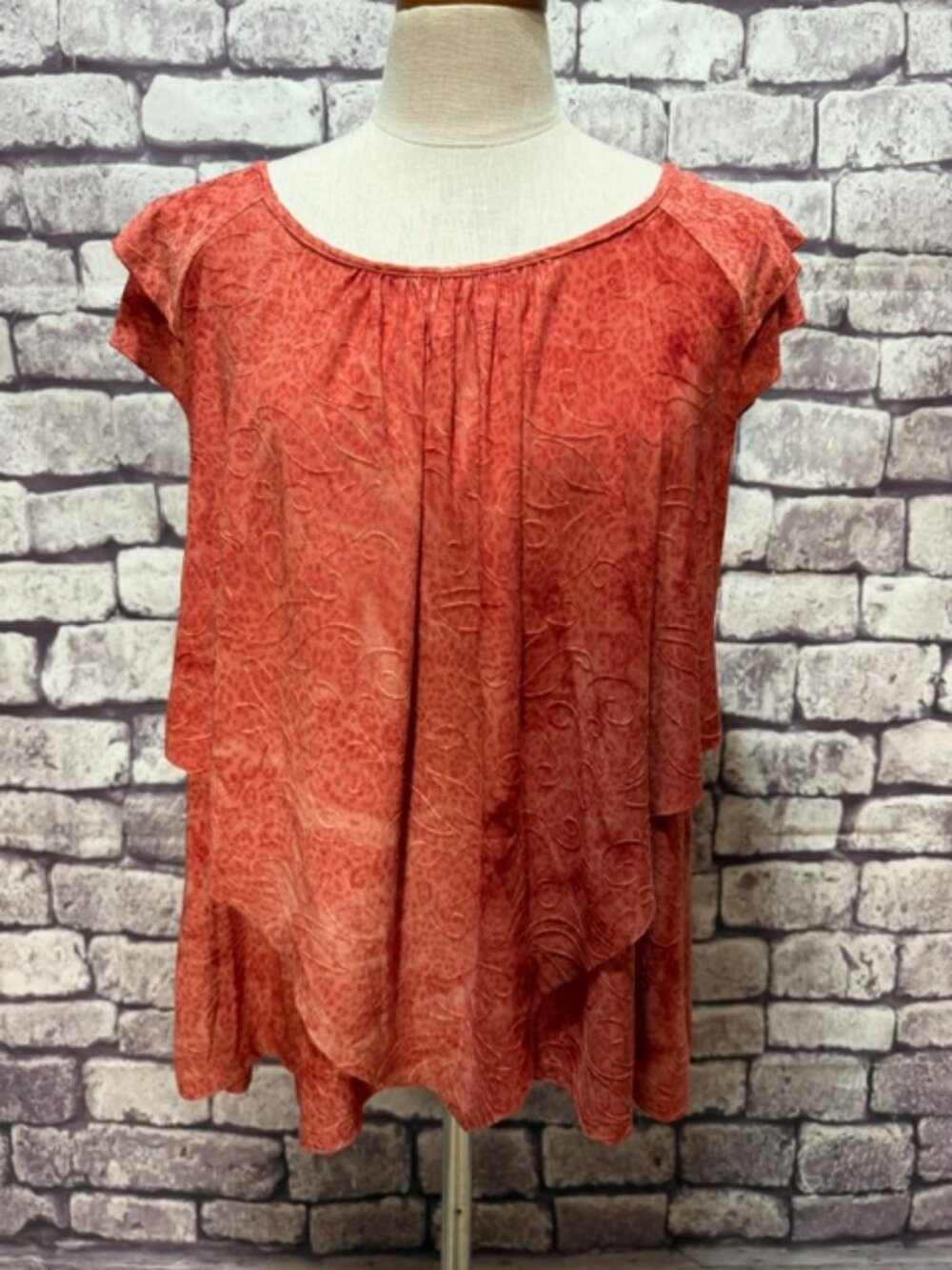 Roz & Ali Orange Scoop Neck Blouse Size 2X